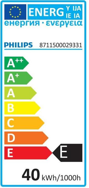 Energie-Label Philips Backofenlampe (E14, 40 W, 430 lm, 1 x, E)