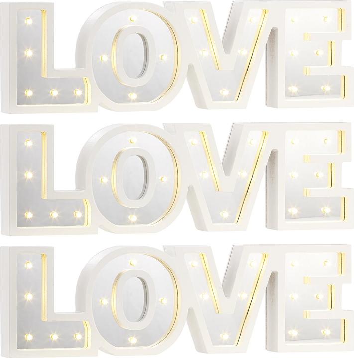 Produktbild Lunartec LED-Schriftzug "LOVE" aus Holz & Spiegeln mit Timer, 3er-Set