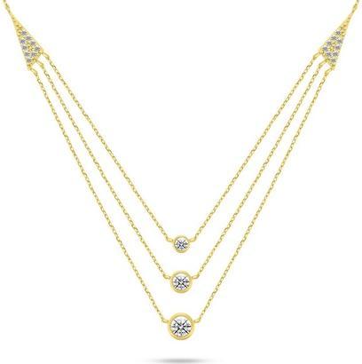 Produktbild Brilio Silver - Charming gold plated necklace with zircons NCL147Y