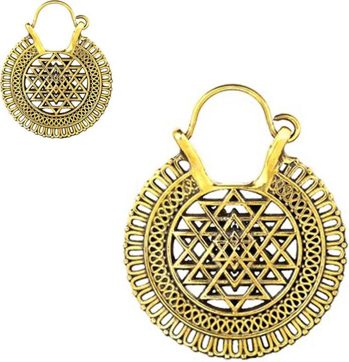 Produktbild Star Piercing Ohrring vergoldet Ethno Muster (Messing)