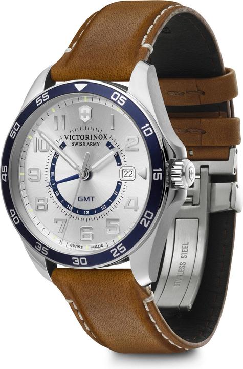 Immagine prodotto Victorinox FieldForce GMT Ø42, quadrante bianco argento, rivestimento marrone (Fatto in Svizzera, 42 mm)