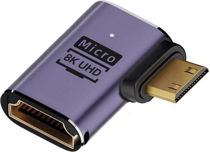 Image du produit PowerGuard Mini HDMI vers HDMI 2.1 Angle de 90 degrés Adaptateur gauche (Mini HDMI)