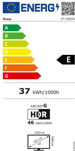 Label énergétique Sharp 40GF2265E 40" FHD Google TV schwarz (40", LED, Full HD)