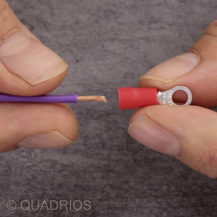 Produktbild Quadrios 22C443 Ringkabelschuh Querschnitt (max.)=1.5 mm² Loch-Ø=6.5 mm Teilisoliert Rot 1 Set