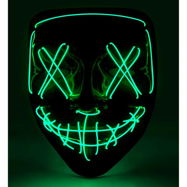 Actual product image Widmann Creepy X mask with green LED lighting
