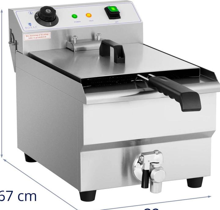 Actual product image Royal Catering Commercial Fryer - 13 litres - 3,200 W - drain tap - cold zone