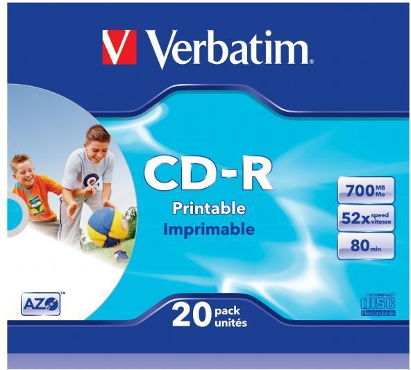 Actual product image Verbatim CD-R 52x, 700MB, pack of 20, wide printable (20 x)