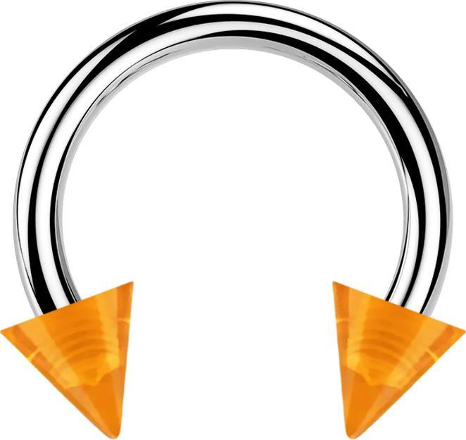 Star Piercing Circular Barbell silber mit zwei Cones orange transparent (ohne Messing, Acryl, Chirurgenstahl 316L)