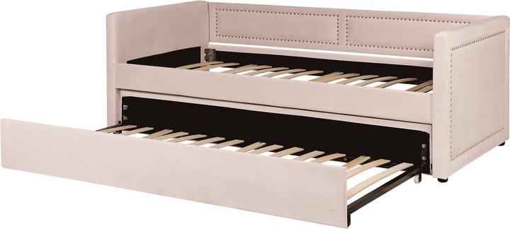 Produktbild Beliani Tagesbett ausziehbar Cord pastellrosa Lattenrost 90 x 200 cm MIMIZAN (90 x 200 cm)