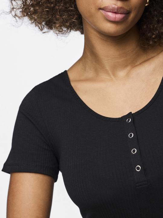 Actual product image Pieces Ribbed design top with short sleeves (M)