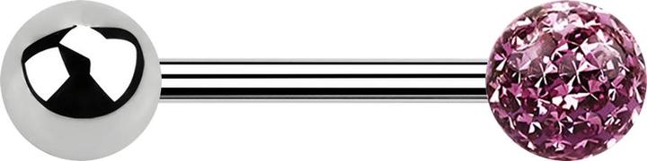 Image du produit Star Piercing barbell argent avec boule et cristal boule violet clair époxy de protection (Acier chirurgical 316L, sans laiton)