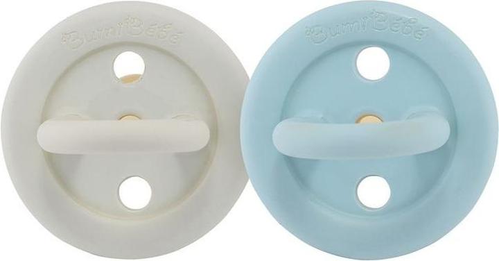 Actual product image Hevea Bumi bébé natural rubber dummy 2-pack, denim & sage, round (0-3 months) (2 x)