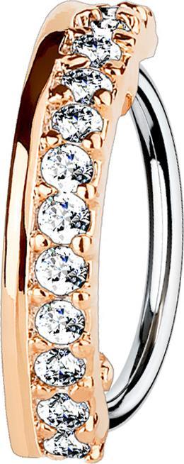 Produktbild Star Piercing Micro Piercing Ring rosegold halbkreis mit dreizehn Kristallen (Messing, Chirurgenstahl 316L)