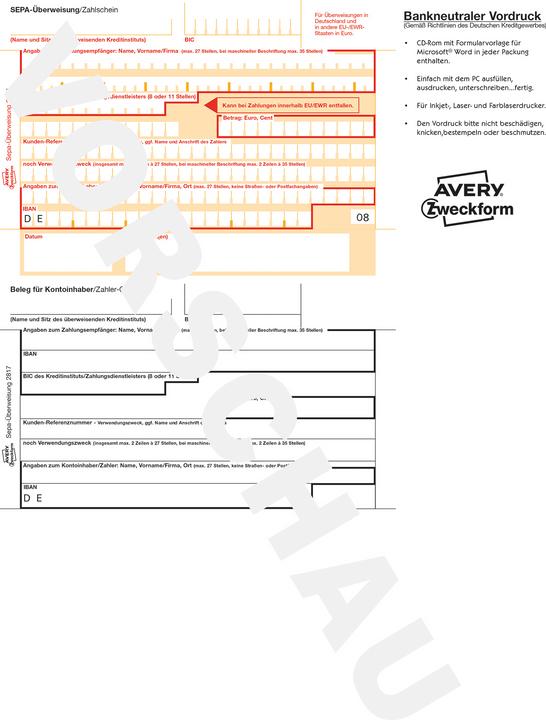 Actual product image Avery Bank transfer/payment slip (200 x)