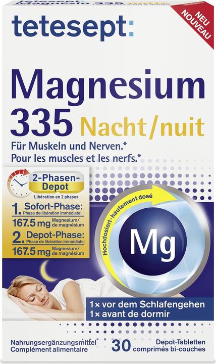Produktbild Tetesept Magnesium 335 Nacht Depot-Tabletten (30 Stück, Tabletten, 53 g)
