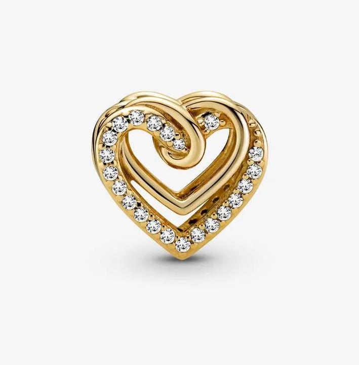Produktbild Pandora 14k Gold Funkelnde Verschlungene Herzen Charm (Metalllegierung vergoldet)
