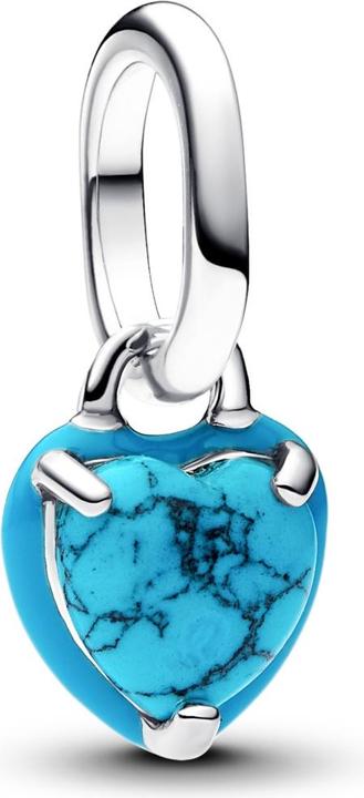 Pandora Türkisfarbener Herz-Mini-Anhänger (Silber 925)