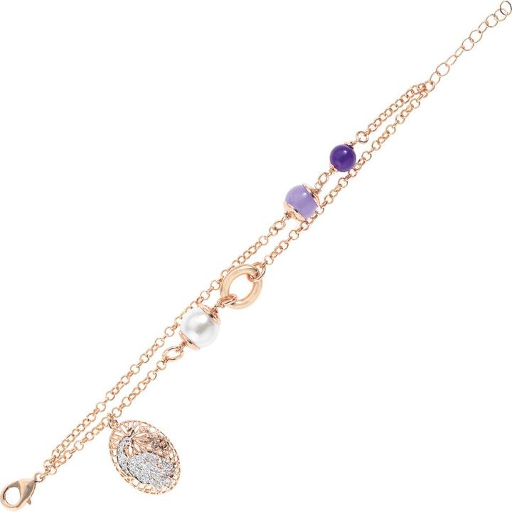 Actual product image Ottaviani Bronze bracelet with silver glitter, agate and bijoux pearls