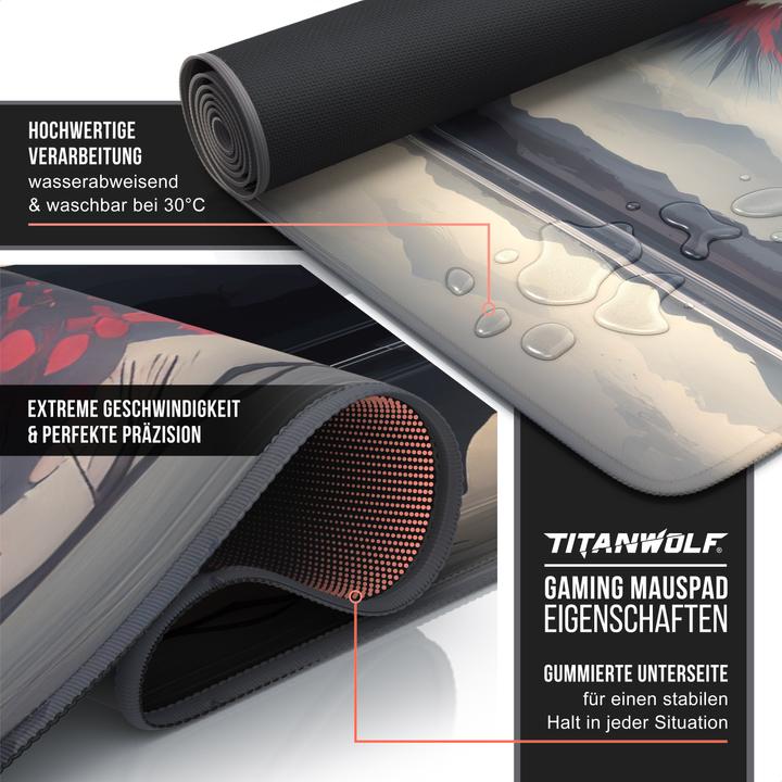 Actual product image Titanwolf Gaming mouse pad, 900 x 400mm XXL speed gaming mouse mat, mouse pad extra large surface, Japan (XXL)