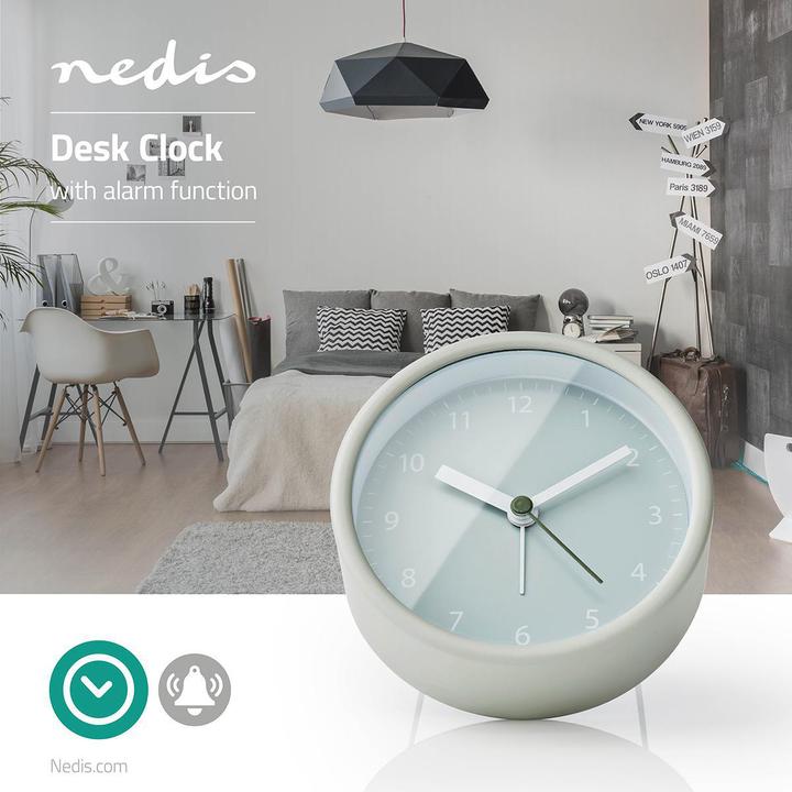 Actual product image Nedis Analogue Desk Alarm Clock Snooze Function Green