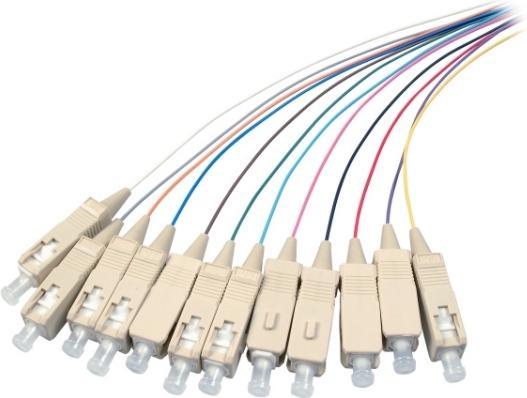 Image du produit EFB Elektronik Pigtail fibre SC-APC8° 9/125µ, jeu de 12, couleur, 2m, OS1/OS2 (2 m)