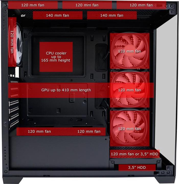 Actual product image LC-Power Housing MidiTower 715B black USB3.2/Audio,without power supply,SEAMLESS X (mATX, Mini-ITX, ATX)