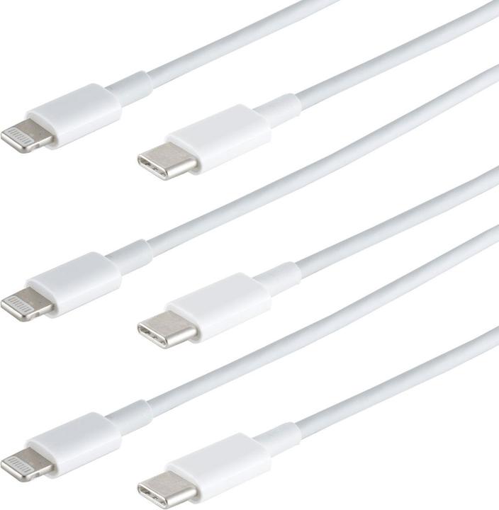 Produktbild S-Impuls 3er-Set Schnellladekabel USB-C auf 8-Pin, weiss, 2 m (2 m, USB 3.2 Gen 1)