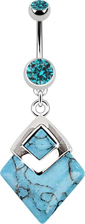 Produktbild Star Piercing Banane silber mit Anhänger Türkis Stein (Mineralisch, ohne Messing, Chirurgenstahl 316L)