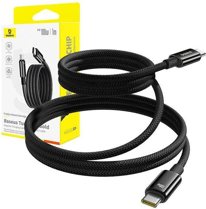 Produktbild Baseus Tungsten Gold magnetic USB-C / USB-C cable 100W 1m - black (1 m, USB 2.0)