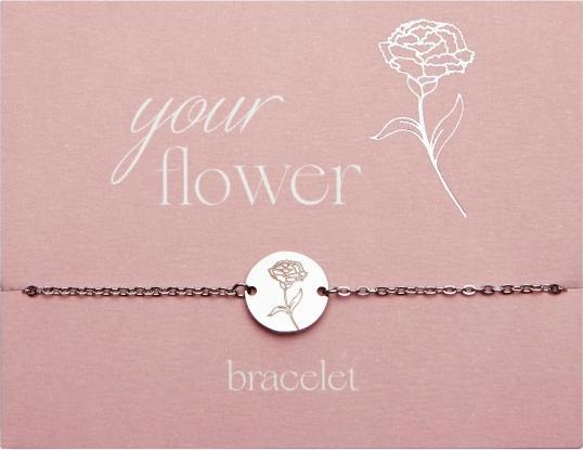 Immagine prodotto HCA Armband - "Your Flower" - Edelstahl - Nelke (20 cm, Acciaio inossidabile)