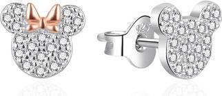 Actual product image Agato - Minnie and Mickey asymmetrical silver earrings AGT-ED022PW