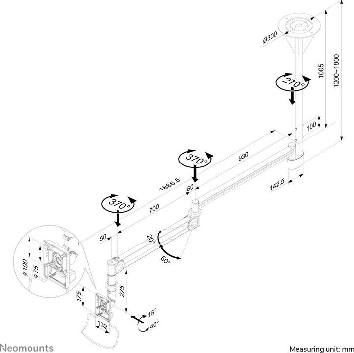 Immagine prodotto Neomounts Fpma-Hac100hc (Soffitto, 32")