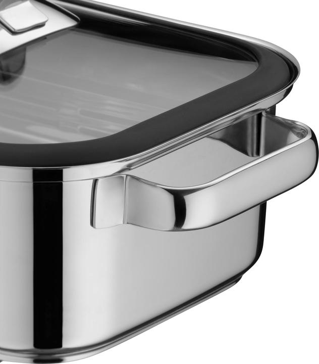 Produktbild WMF Dampfgarer Bräter 3,5l Glasdeckel Garblech Vitalis Compact Edelstahl (Bräter + Schmortopf, Edelstahl)