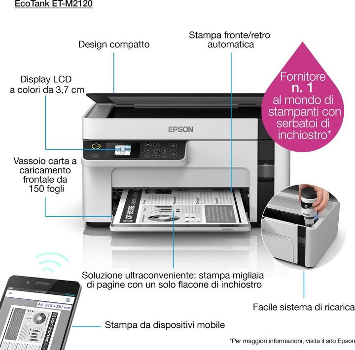 Actual product image Epson EcoTank ET-M2120 (Ink, Black and white)
