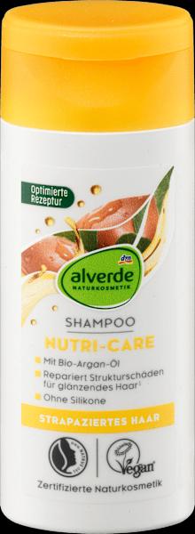 dm alverde Shampoo Nutri Care organic argan oil and organic jojoba extract travel size (Liquid shampoo)