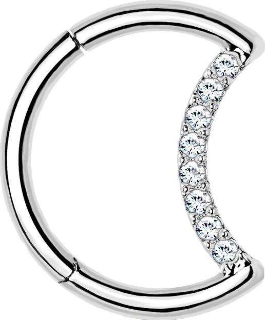 Image du produit Star Piercing Micro anneau segment pliable argent lune avec cristaux (sans laiton, Titane G23)