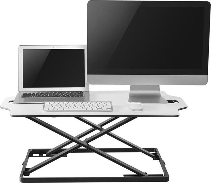 Image du produit Ergo Office Convertisseur de bureau ultra-mince, pour travailler assis ou debout, blanc, avec gaz