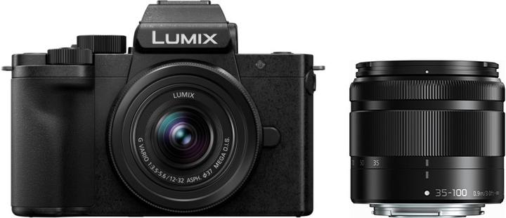 Produktbild Panasonic Lumix DC-G100 + 12-32mm f/3.5-5.6 + 35-100mm f/4.0-5.6 (12 - 32 mm, 20.30 Mpx, 4/3)
