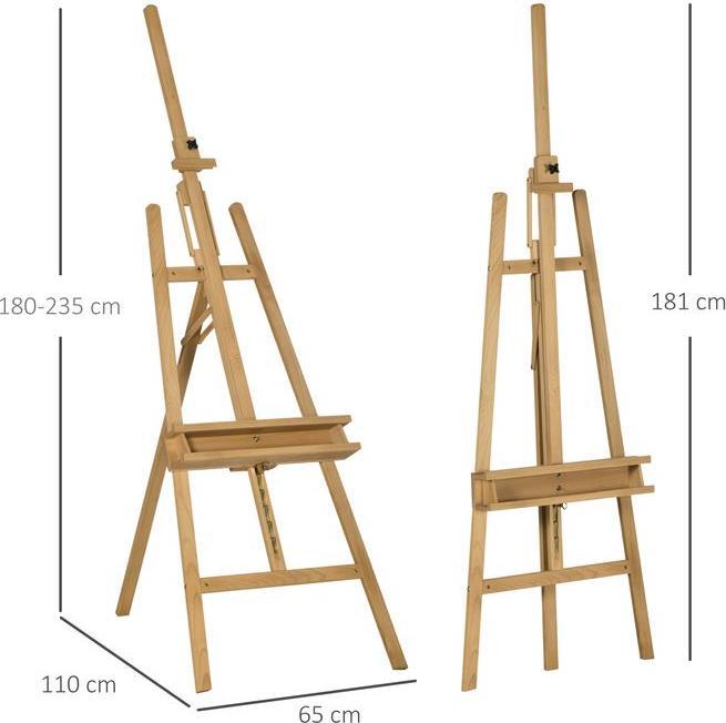 Image du produit Swisshandel24 Chevalet, chevalet en bois, réglable en hauteur, pliable, plumier, bois de hêtre, 65x110x180-235cm