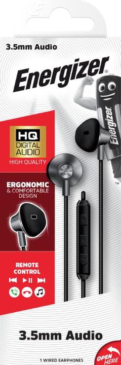 Immagine prodotto Energizer Auricolari a filo - 3,5 mm - tipo auricolare, nero (Cablato)