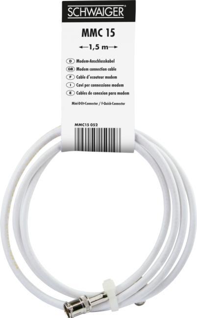 Produktbild Schwaiger 1,5m Modem-Anschlusskabel FC: Mini-Dat Connector (90 dB, Antennenkabel)