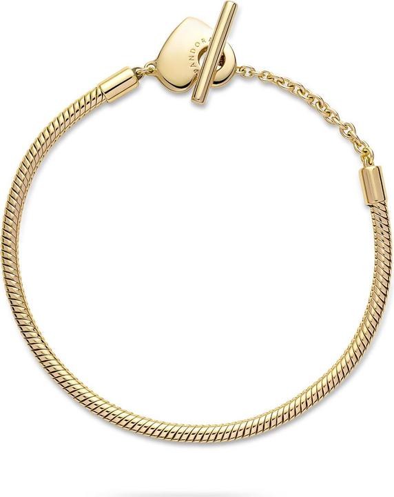 Image du produit Pandora 14k Gold Moments Coeur T-fermoir bracelet à maillons serpents (17 cm, Plaqué or, Métal)