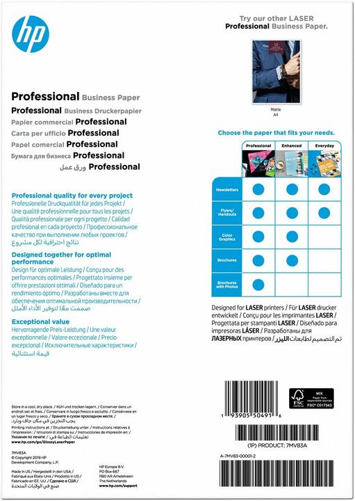 Label énergétique HP Papier FSC professionnel A4 (200 g/m², 150 x, A4)