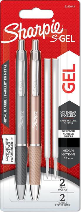 Sharpie Gel pen S-Gel Metal 2er Set+2Minen Schwrz (Black, 2 x)