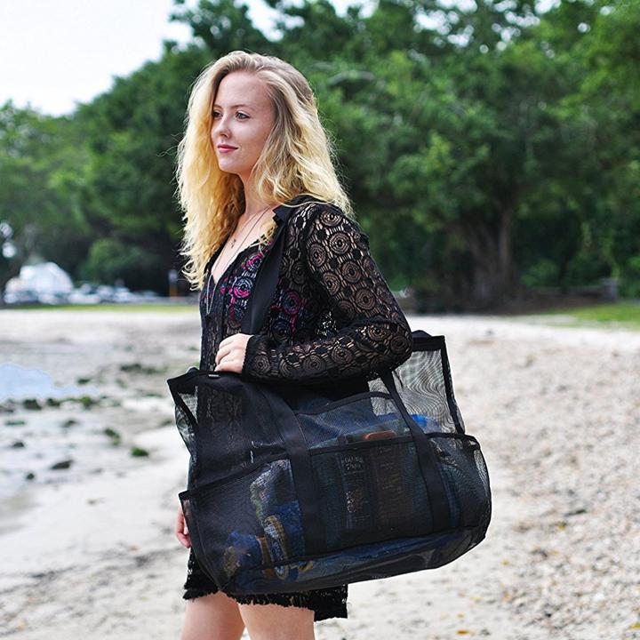 Image du produit Cover-Discount Sac de plage en filet sans sable Sac de bain Filet de rangement