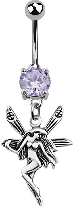 Produktbild Star Piercing Banane silber mit Anhänger Fee lavendel (Chirurgenstahl 316L, ohne Messing, 925 Sterlingsilber)