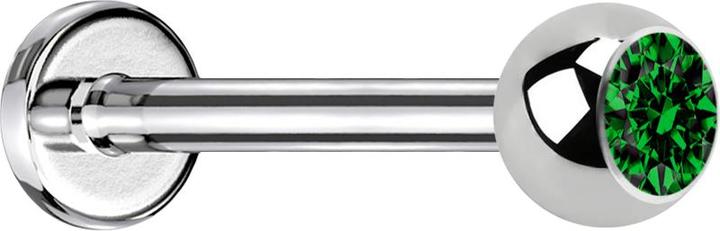 Immagine prodotto Star Piercing Micro Labret argento con cristallo a sfera verde (senza ottone, Acciaio chirurgico 316L)