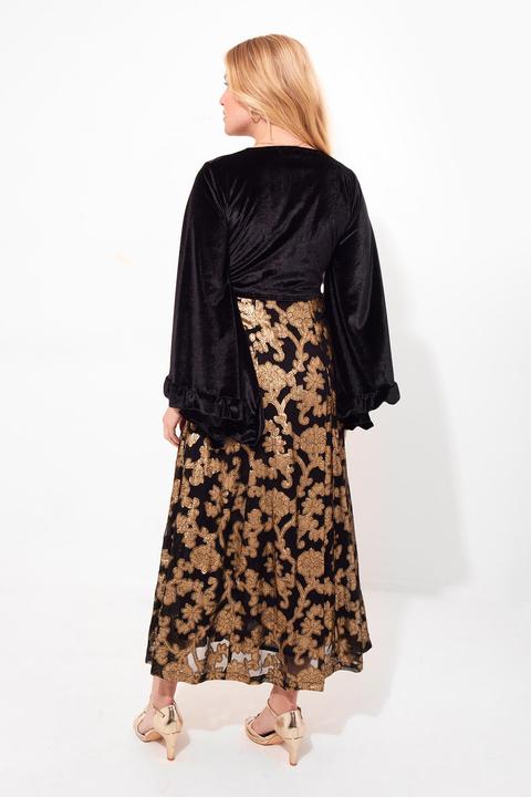Actual product image Joe Browns Velour Kimono Sleeve Appliqué Maxi Dress (46)