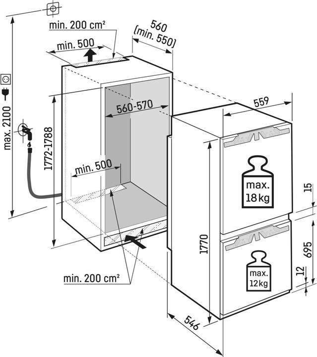 Actual product image Liebherr Integrated fridge-freezer with BioFresh and NoFrost (175 l)