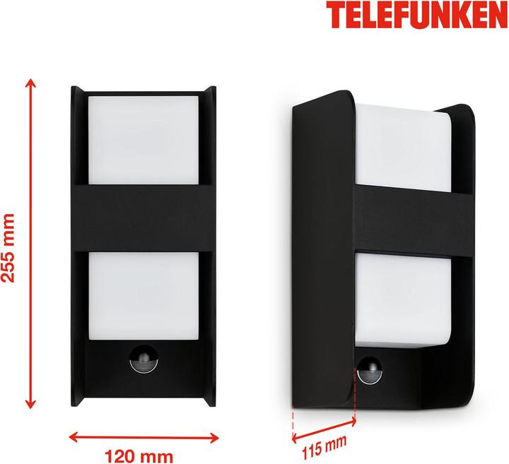 Produktbild Telefunken Aussenleuchte, Sensor, schwarz, 1xE27 max. 12W exkl. (E27)